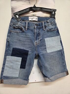 abercrombie kids Patchwork Denim Shorts - Blue